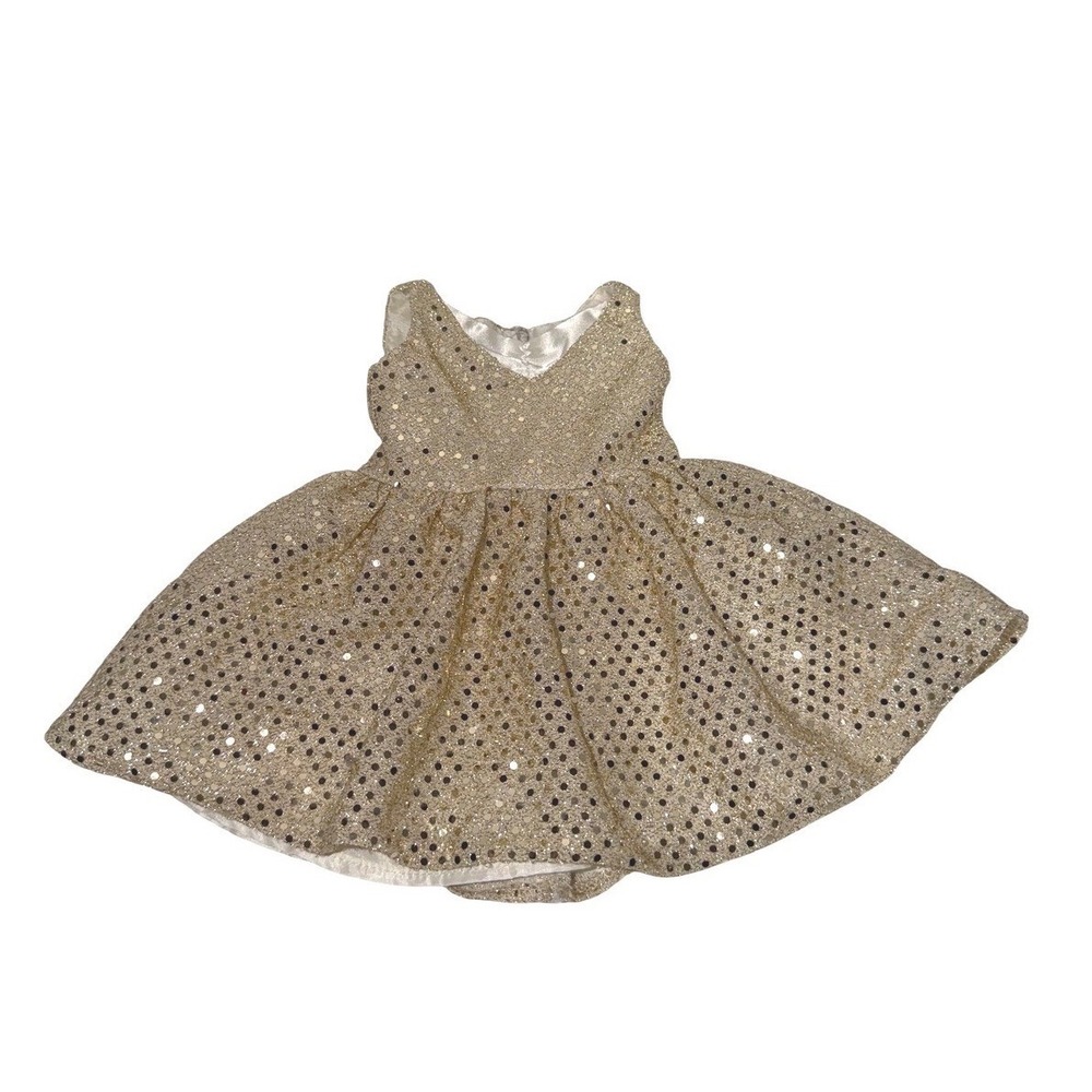 American Girl Doll Gold Sequin Holiday Party Dress for 18 Inch Dolls